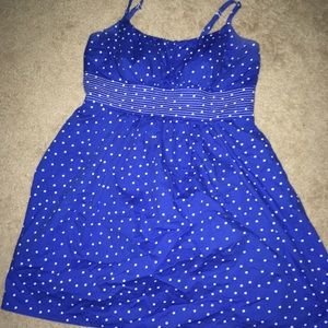 Royal blue polka dot sundress